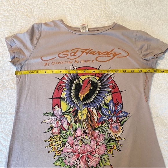 Ed Hardy by Christian Audigier Graphic Bird and Flower Tee T Shirt - Medium - Picture 10 of 13